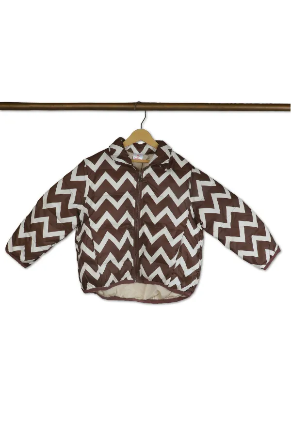 Unisex_Zig_Zag_Print_Puffer_Jacket_Brown_Ivory