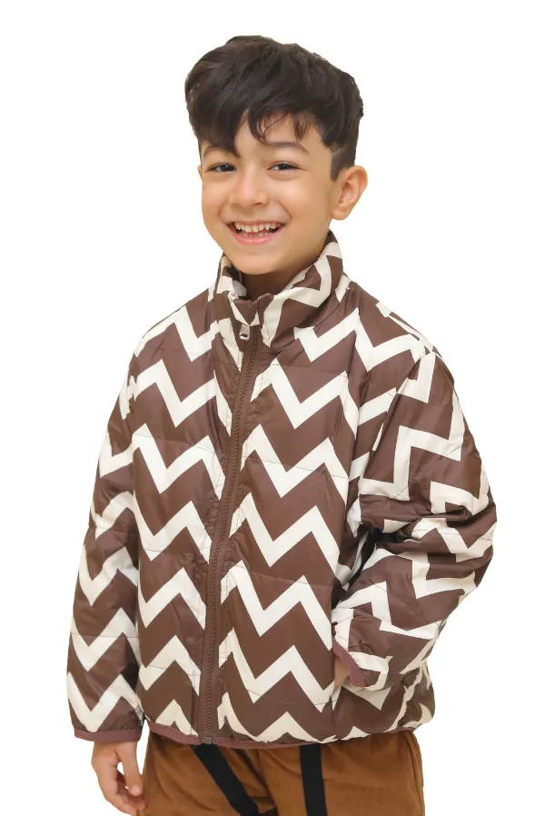 Unisex_Zig_Zag_Print_Puffer_Jacket_Brown_Ivory