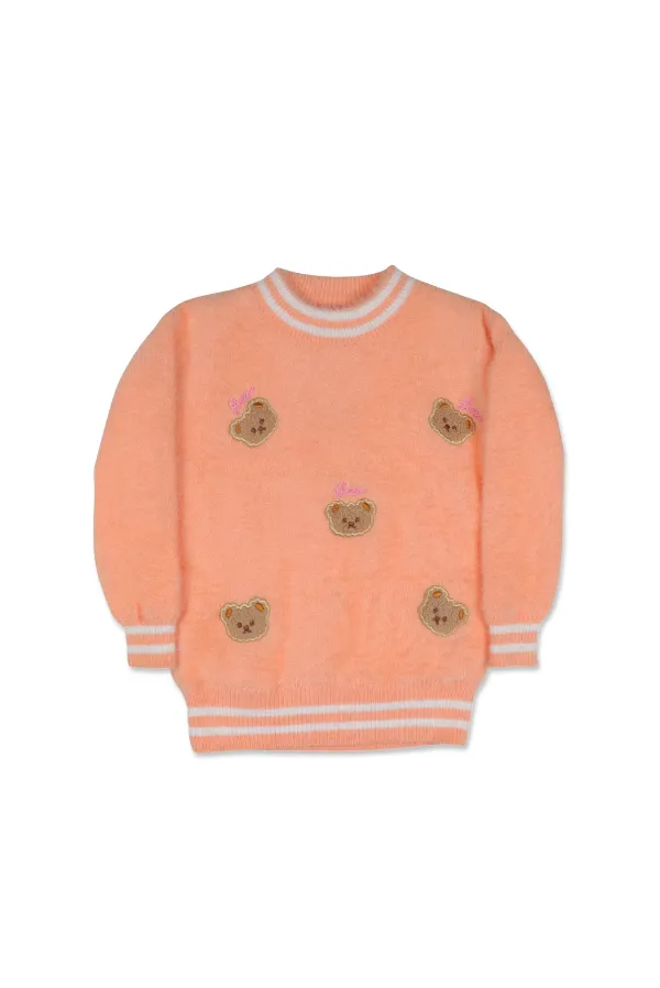 Peach__Sweater_With_Bear_Designs