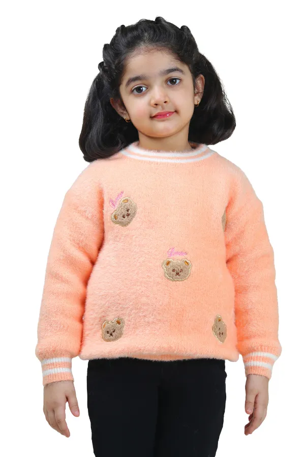 Peach__Sweater_With_Bear_Designs