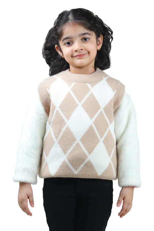 Unisex_Beige_Classic_Checks_Half_Sleeve_Sweater