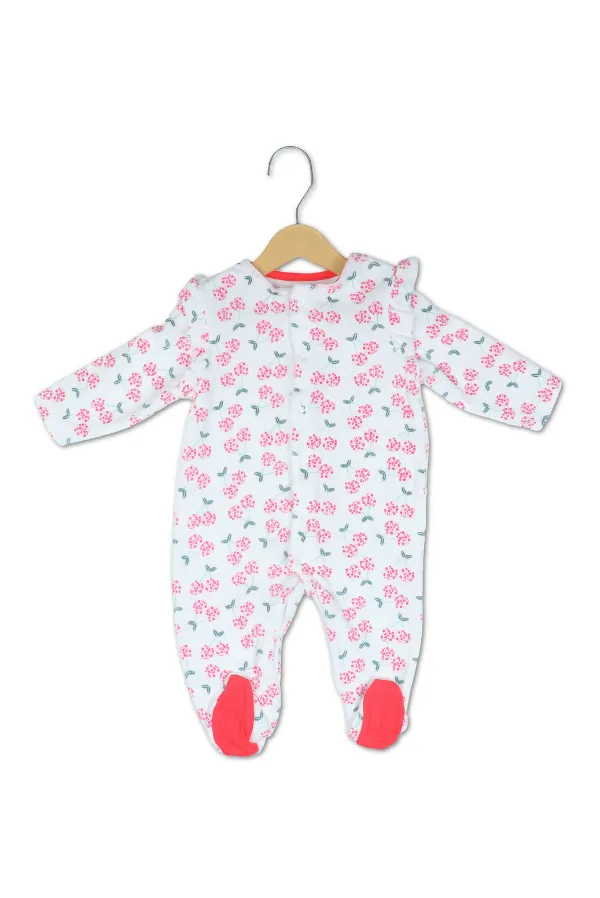White_Floral_Baby_Onesie_With_Red_Soles