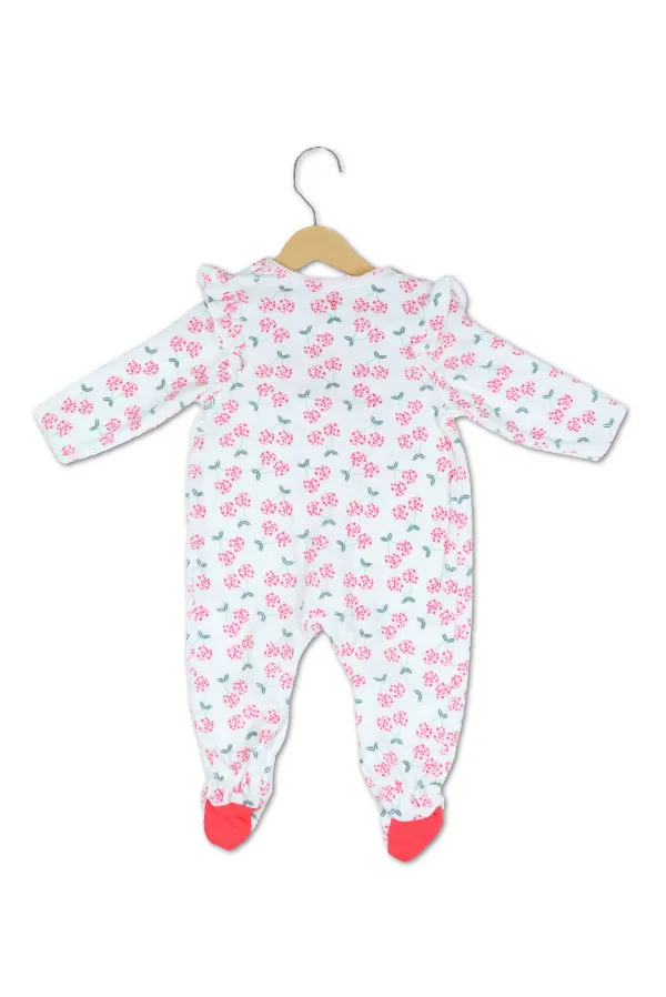 White_Floral_Baby_Onesie_With_Red_Soles