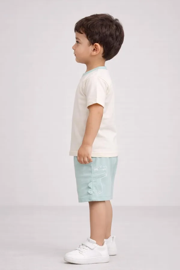 Kids_Cotton_T_Shirt_And_Shorts_Set_Printed_Half_Sleeve_T_Shirt_With_Elastic_Waist_Shorts_Casual_Summer_Outfit_For_Boys_Yellow