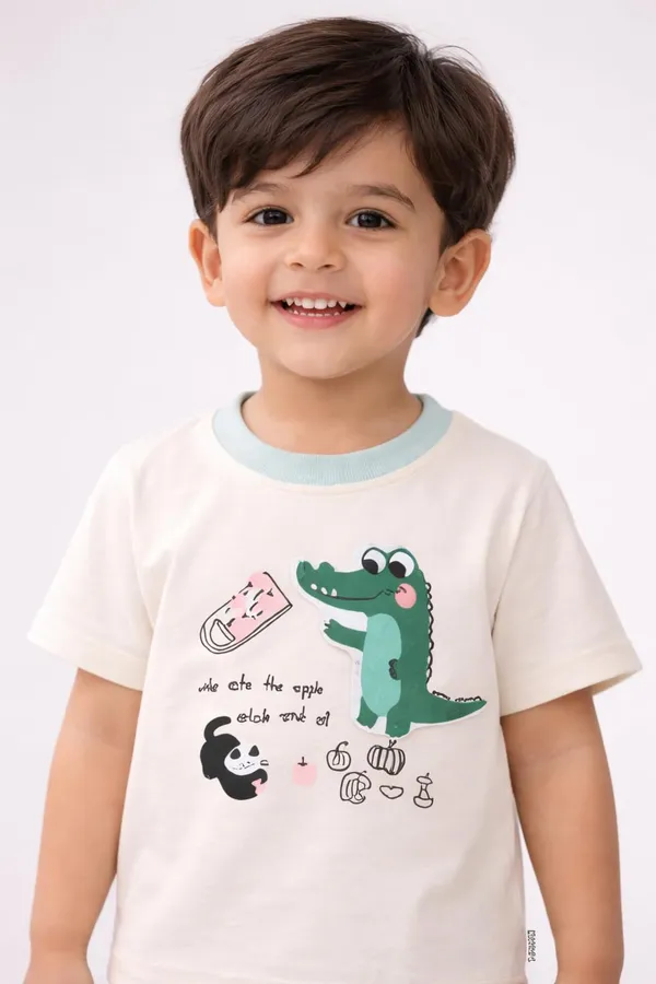 Kids_Cotton_T_Shirt_And_Shorts_Set_Printed_Half_Sleeve_T_Shirt_With_Elastic_Waist_Shorts_Casual_Summer_Outfit_For_Boys_Yellow