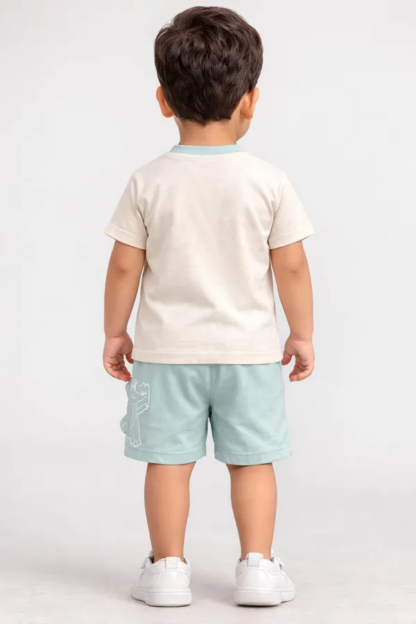 Kids_Cotton_T_Shirt_And_Shorts_Set_Printed_Half_Sleeve_T_Shirt_With_Elastic_Waist_Shorts_Casual_Summer_Outfit_For_Boys_Yellow