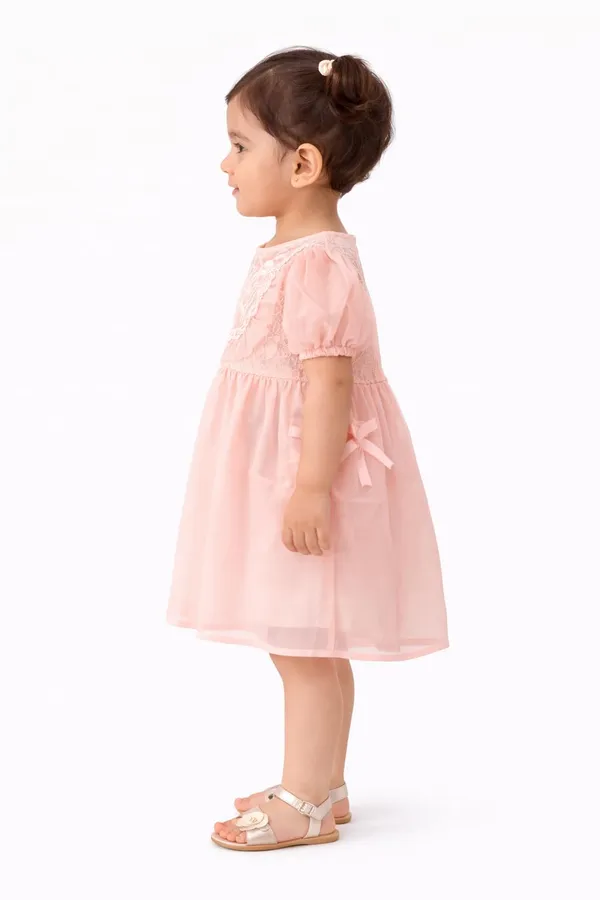 Girls_Lace_Party_Dress_Puff_Sleeve_Cute_Kids_Frock_Soft_Comfortable_Toddler_Dress_Pink