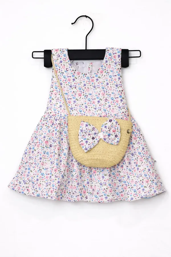Girls_Floral_Printed_Sleeveless_Dress_With_Cute_Sling_Bag_Kids_Summer_Casual_Dress_Stylish_Party_Holiday_Wear_For_Girls_Pink
