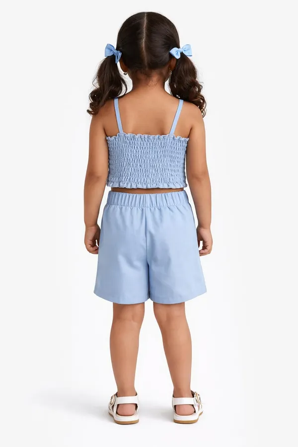 Girls_Bow_Crop_Top_And_Shorts_Set_Cute_Summer_Co_Ord_Outfit_For_Kids_Stylish_Casual_2_Piece_Clothing_Set_Pink
