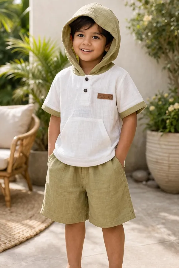 Boys_Cotton_Hooded_T_Shirt_And_Shorts_Set_Summer_Casual_Outfit_Soft_Breathable_Clothing_Set_For_Boys_Navy