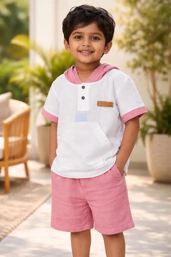 Boys_Cotton_Hooded_T_Shirt_And_Shorts_Set_Summer_Casual_Outfit_Soft_Breathable_Clothing_Set_For_Boys_Navy
