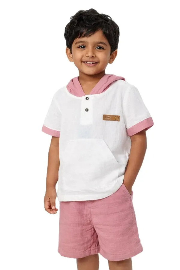 Boys_Cotton_Hooded_T_Shirt_And_Shorts_Set_Summer_Casual_Outfit_Soft_Breathable_Clothing_Set_For_Boys_Green