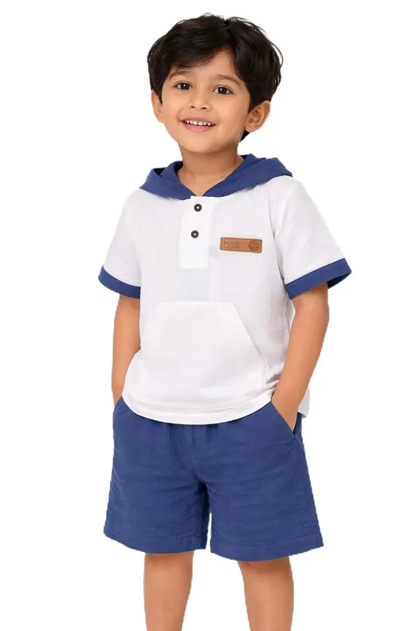 Boys_Cotton_Hooded_T_Shirt_And_Shorts_Set_Summer_Casual_Outfit_Soft_Breathable_Clothing_Set_For_Boys_Green