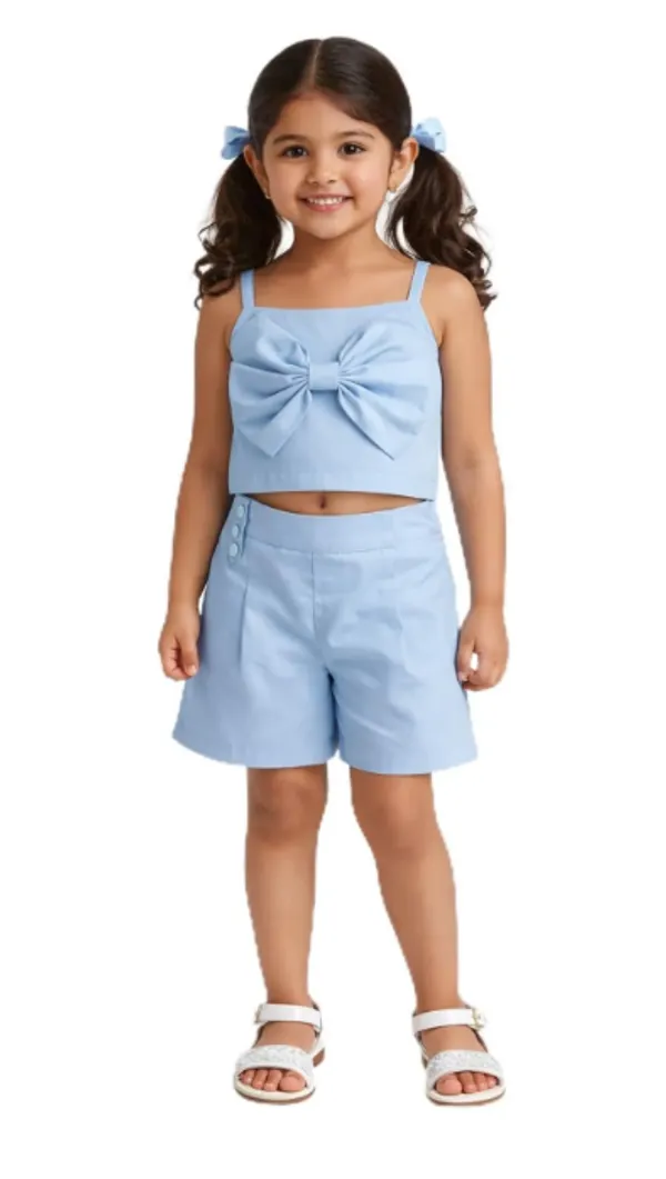 Boys_Cotton_Printed_T_Shirt_And_Denim_Shorts_Set_Cute_Cartoon_Graphic_Summer_Outfit_For_Kids_Casual_2_Piece_Clothing_Set_Blue_and_Girls_Bow_Crop_Top_And_Shorts_Set_Cute_Summer_Co_Ord_Outfit_For_Kids_Stylish_Casual_2_Piece_Clothing_Set_Blue