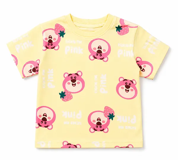 Girls_Yellow_Bear_T-Shirt_and_Lace_Trim_Denim_Bottom
