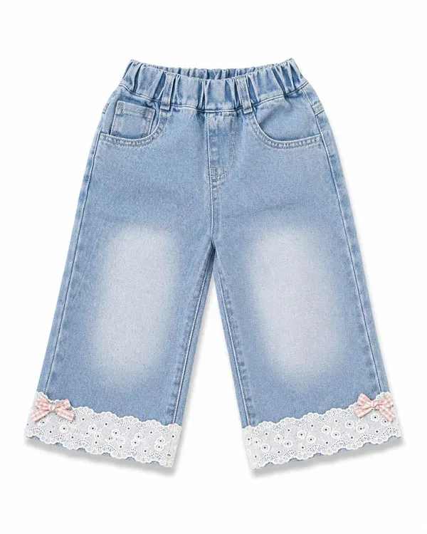 Girls_Yellow_Bear_T-Shirt_and_Lace_Trim_Denim_Bottom