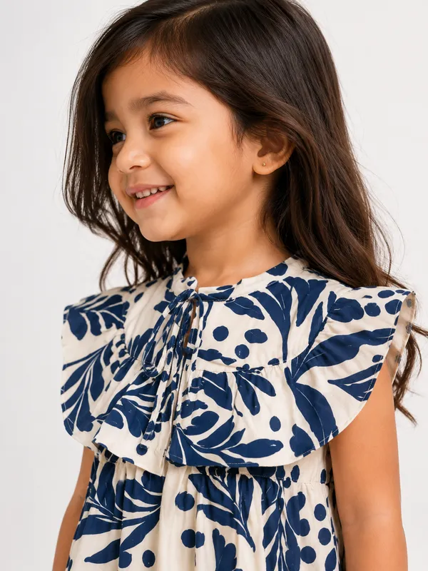 Navy_Blue_Botanical_Print_Ruffle-Front_Tiered_Dress_for_Girls