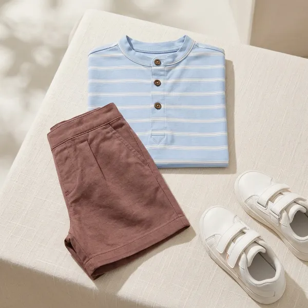 Boys_Light_Blue_Striped_Henley_Shirt_and_Maroon_Shorts_Set