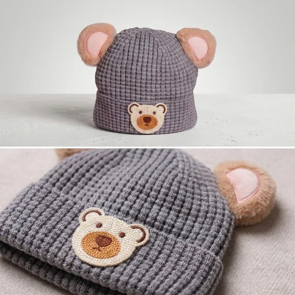 Adorable_Baby_Knit_Hat_With_Teddy_Bear_Design_Grey