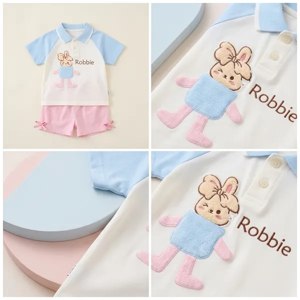 Baby_Boy_Girl_Cotton_Summer_Clothing_Set_Cute_Rabbit_Applique_Polo_T_Shirt_Shorts_Outfit_Pink