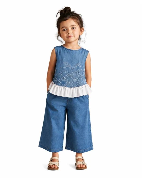 Girls_Denim_Embroidered_Top_&_Pants_Co-ord_Set