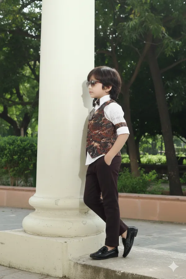 Brown_Polyester_Blend_Jacket_Suit_For_Kids