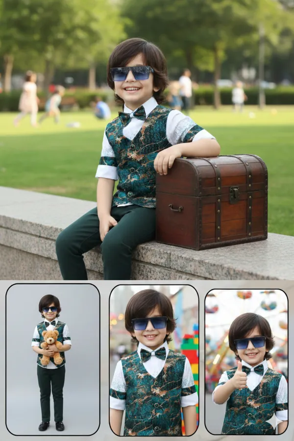 Green_Polyester_Blend_Jacket_Suit_For_Kids