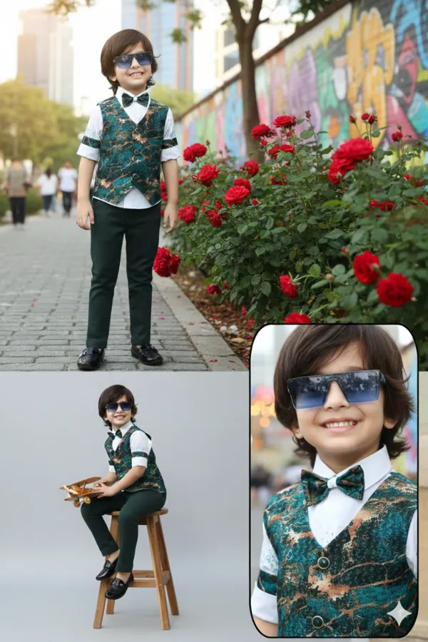 Green_Polyester_Blend_Jacket_Suit_For_Kids