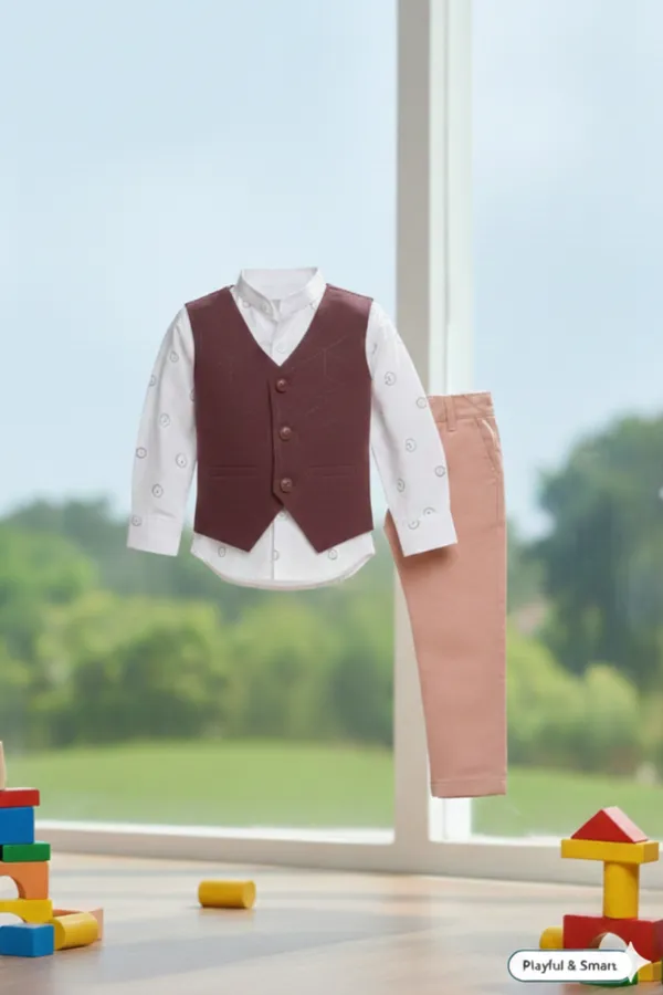 Wine_Polyester_Blend_Jacket_Suit_For_Kids