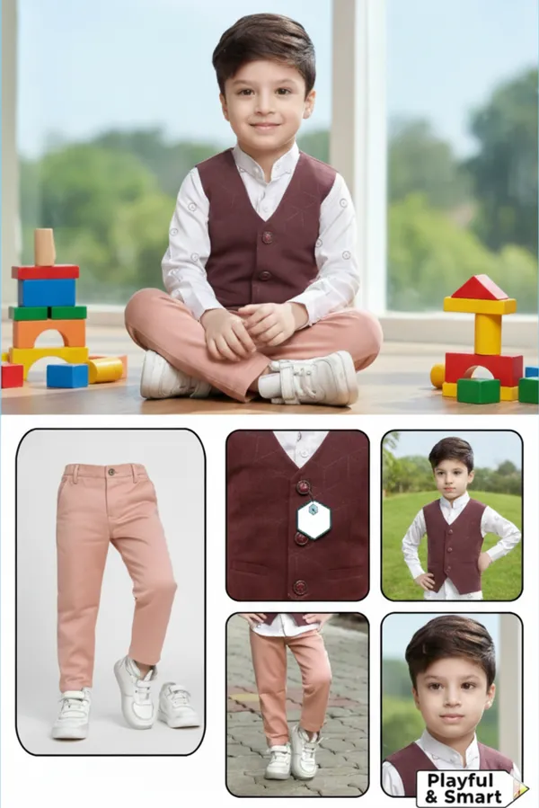 Wine_Polyester_Blend_Jacket_Suit_For_Kids
