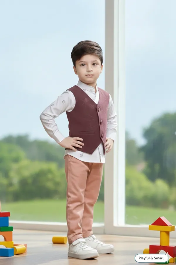 Wine_Polyester_Blend_Jacket_Suit_For_Kids