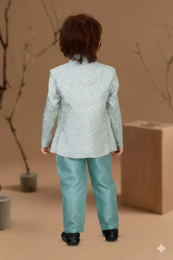 Green_Polyester_Blend_Coat_Suit_For_Kids
