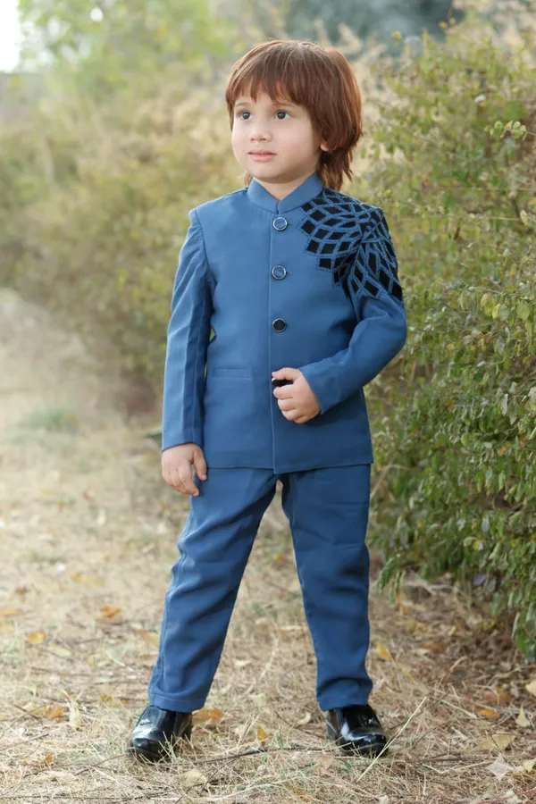Blue_Polyester_Blend_Coat_Suit_For_Kids