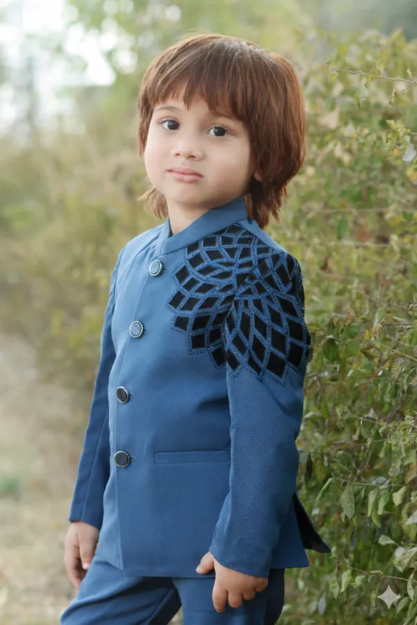 Blue_Polyester_Blend_Coat_Suit_For_Kids