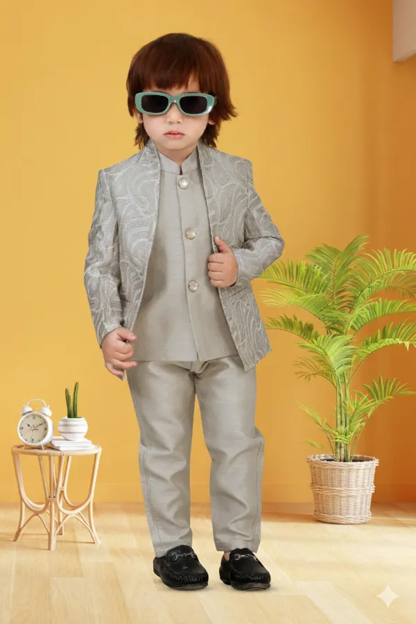 Beige_Polyester_Blend_Coat_Suit_For_Kids