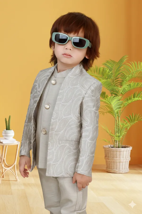 Beige_Polyester_Blend_Coat_Suit_For_Kids