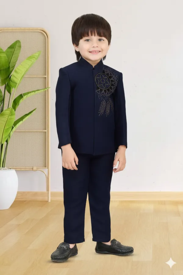 Blue_Polyester_Blend_Coat_Suit_For_Kids