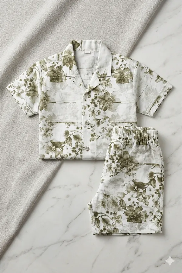 Sea_Green_Cotton_Matching_Set_For_Kids