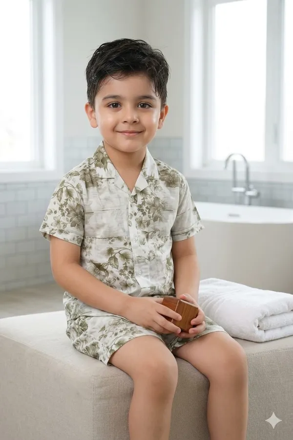 Sea_Green_Cotton_Matching_Set_For_Kids