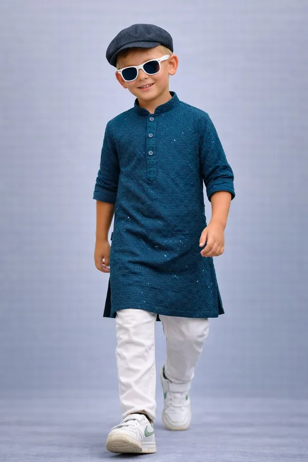 Boys_Teal_Blue_Embroidered_Kurta_Pajama_Set
