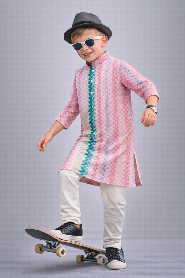 Boys_Multicolor_Zigzag_Kurta_Pajama_Set