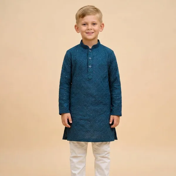 Boys_Teal_Blue_Embroidered_Kurta_Pajama_Set