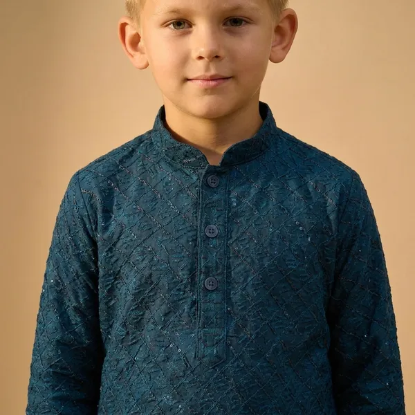 Boys_Teal_Blue_Embroidered_Kurta_Pajama_Set