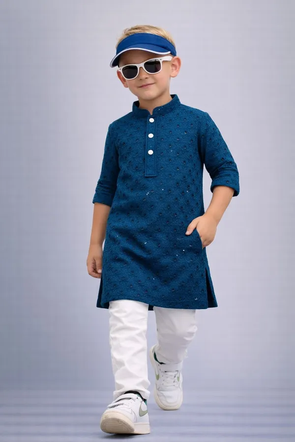Boys_Ethnic_Kurta_Pajama_Set_Blue_Embroidered_Traditional_Wear