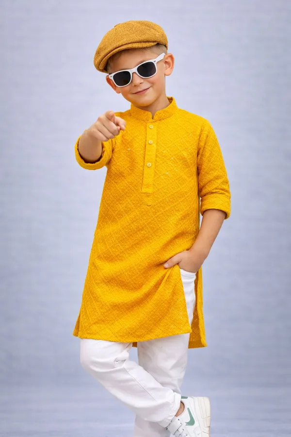 Boys_Yellow_Kurta_With_White_Pajama_Set