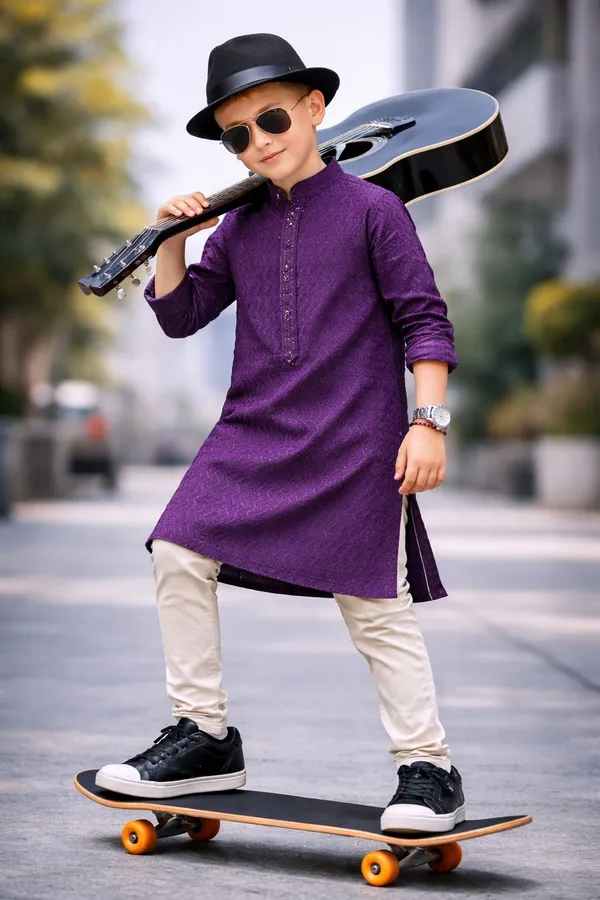 Boys_Purple_Kurta_Pajama_Set_With_Beige_Pants