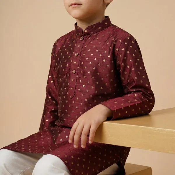Boys_Maroon_Embroidered_Kurta_Set
