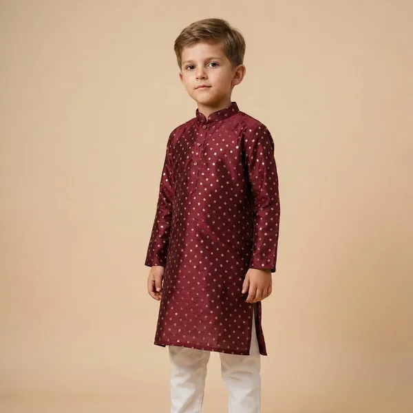 Boys_Maroon_Embroidered_Kurta_Set