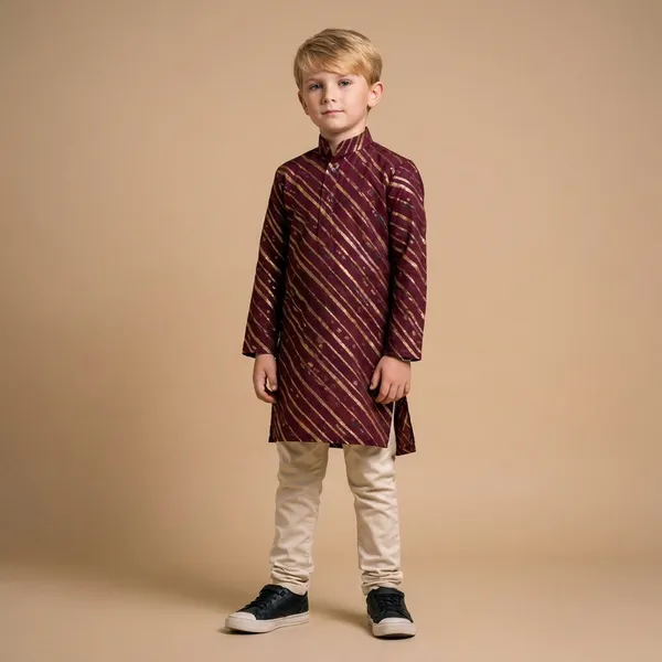 Stylish_Kids_Ethnic_Kurta_With_Striped_Pattern_Traditional_Indian_Wear_For_Boys