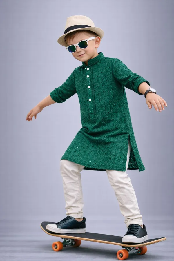 Boys_Green_Embroidered_Ethnic_Kurta_Set